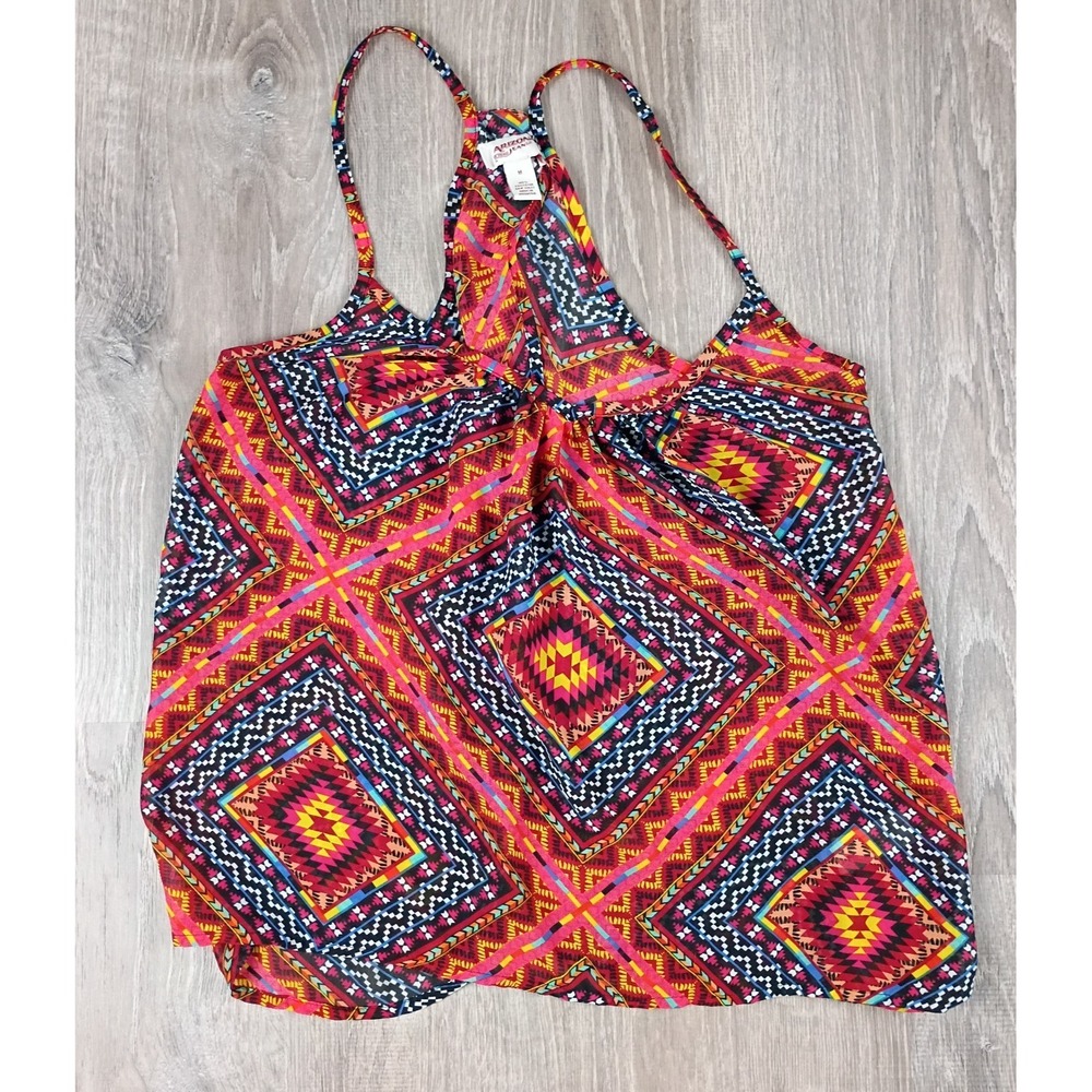 Arizona Aztec Medium Tank Top Tribal Racerback Split Open Lightweight Shirt